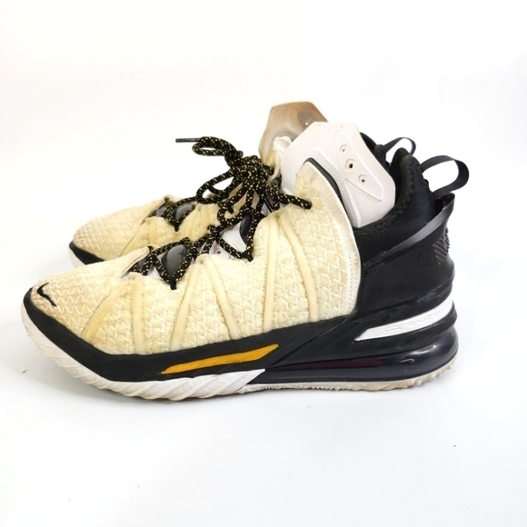 Nike LeBron XVIII 18 'Home' White Amarillo Black CQ9283-100 Men's Size 8.5 Shoes - Picture 1 of 16